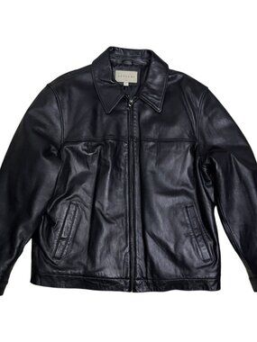 GENUINE LEATHER RETREAT Vintage Y2K Casual Lined Leather Jacket Coat Mens Large